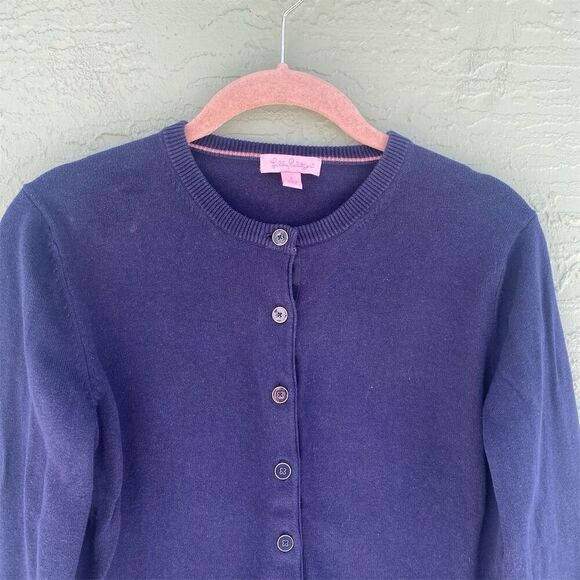 Lilly Pulitzer Women's Navy Blue Crewneck Cardigan Sweater Size S Long Sleeve - Picture 6 of 10